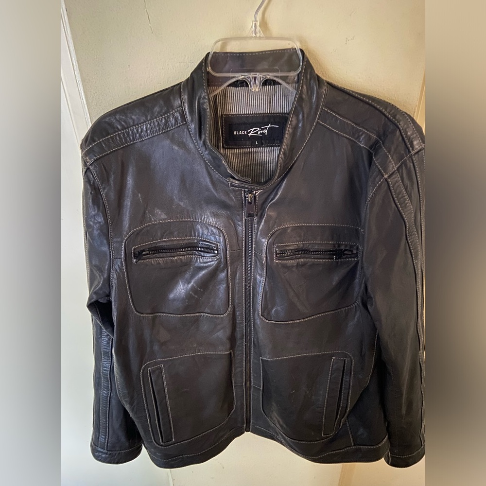 Black Rivet Men’s Leather Zip Up Jacket Size Large
